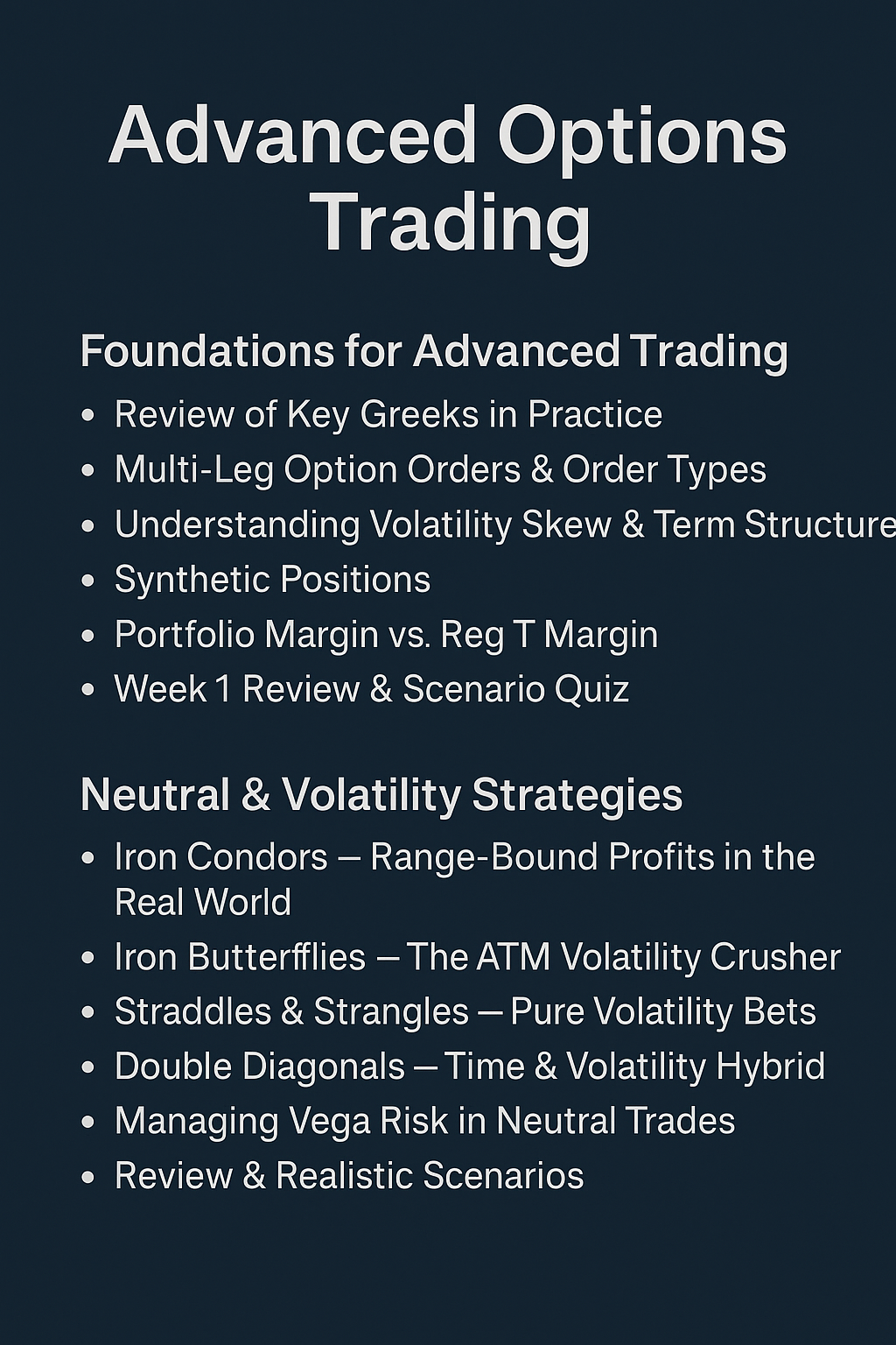 Advanced Options Trading Part 1